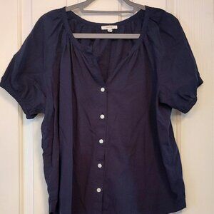 Women's Medium Blue Short Sleeve Button Down Blouse - Maurices